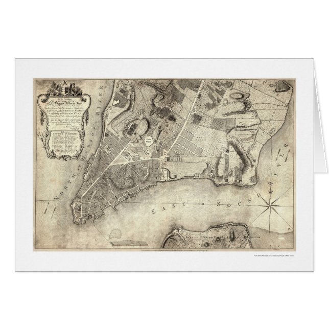 Frühe New- York Citykarte 1776 (Vorderseite (Horizontal))