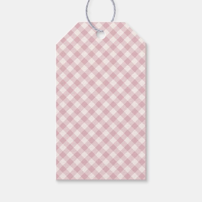 Früher Herbst-Retro-Gingham | Gedämpfte Rose Geschenkanhänger (Vorderseite)