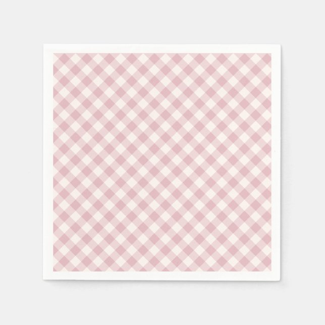 Früher Herbst-Retro-Gingham | Gedämpfte Rose Serviette (Vorderseite)