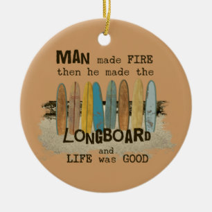 Früher Mann Surft Humor mit Longboards Keramik Ornament
