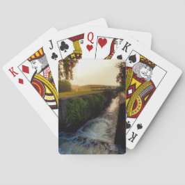 Früher Morgen an den fünf Mähdreschern Spielkarten