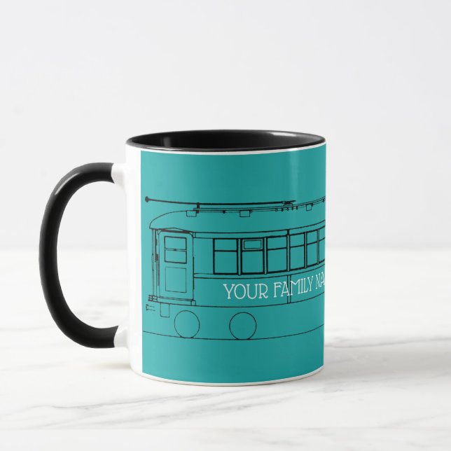FRÜHERE TRAINSTREETCAR SCHWARZ IHRE FARBE TASSE (Links)