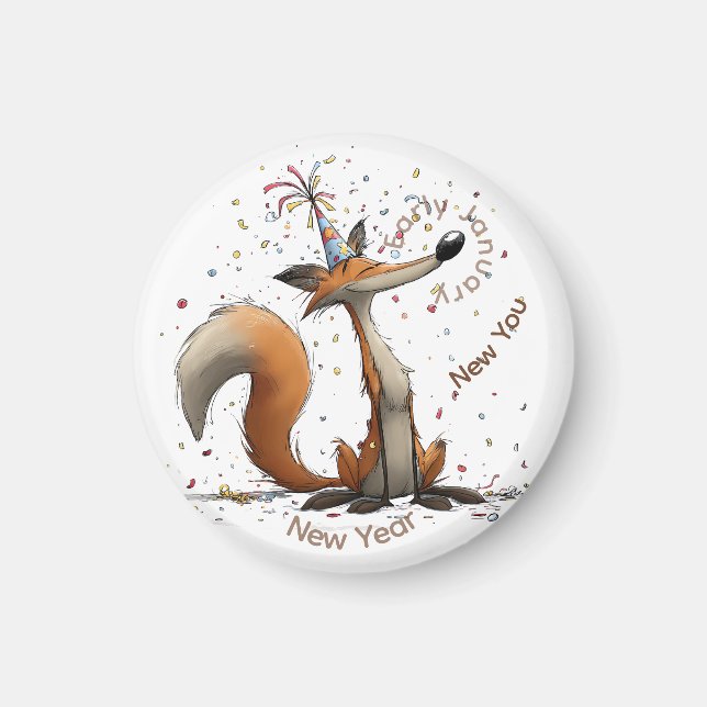 Frühes Januar Fuchs Neues Jahr Magnet (Vorne)