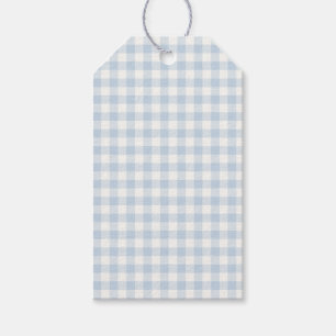 Frühherbst Klassisches Gingham Staubblau Geschenkanhänger