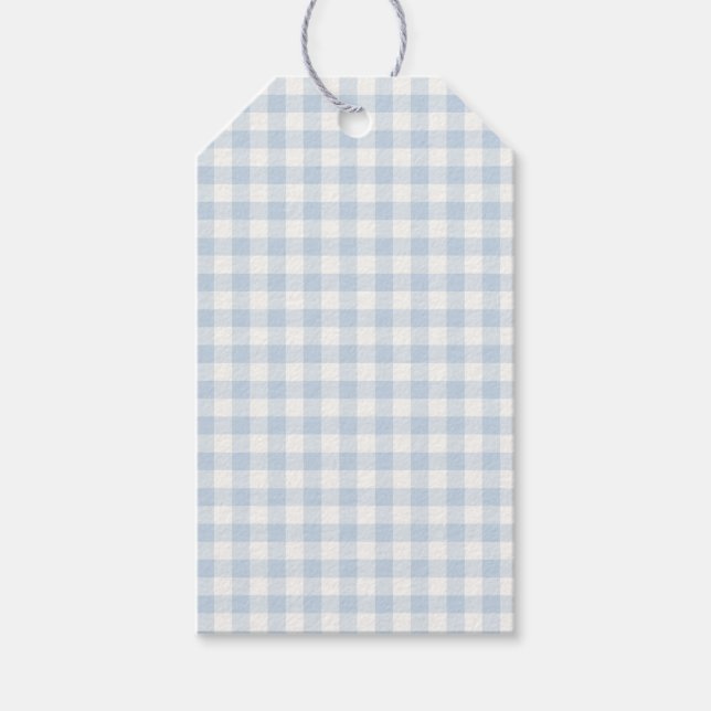 Frühherbst Klassisches Gingham | Staubblau Geschenkanhänger (Vorderseite)
