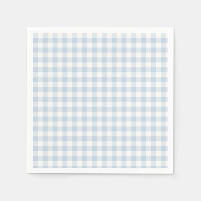 Frühherbst Klassisches Gingham | Staubblau Serviette (Vorderseite)