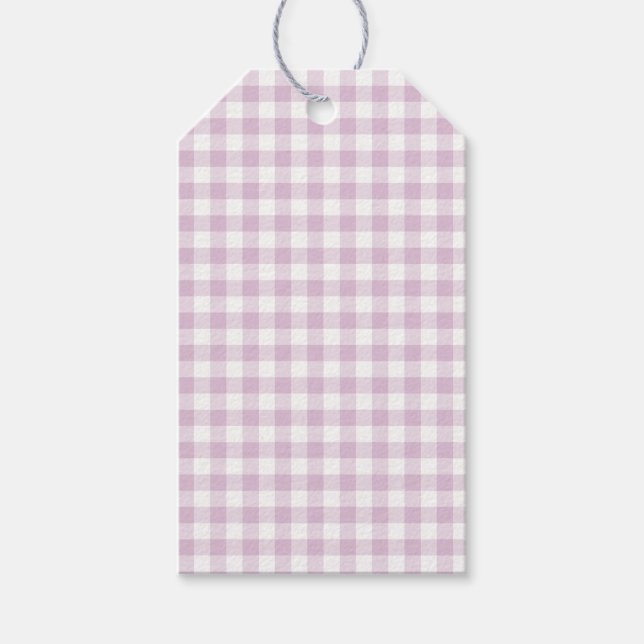 Frühherbst Klassisches Gingham | Warmes Lila Geschenkanhänger (Vorderseite)