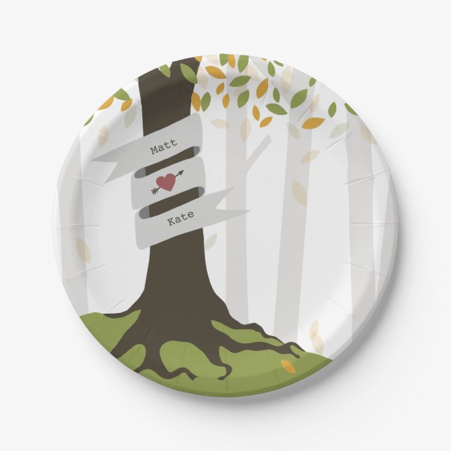 Frühherbstwoodland Hochzeit Pappteller (Vorderseite)