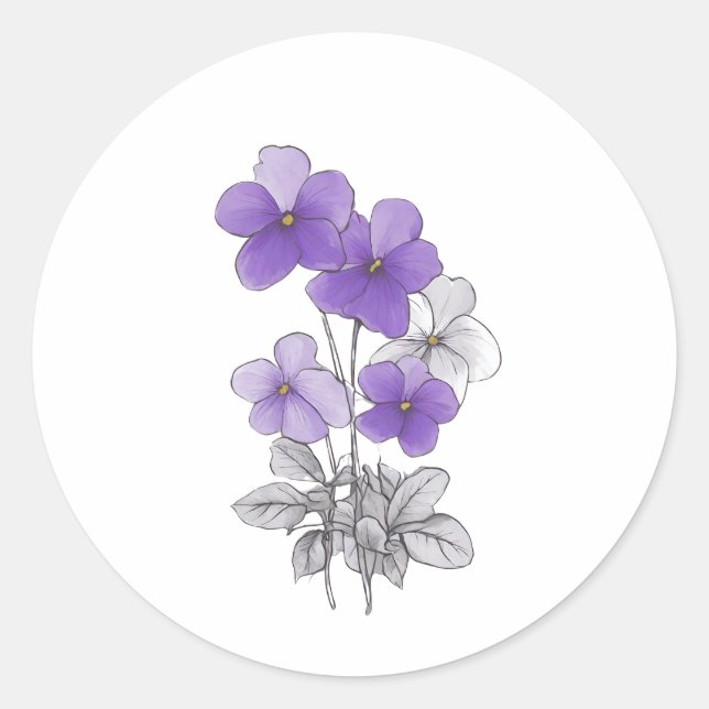 Frühjahr 27 Blume, Linie zeichnend, minimalistisch Runder Aufkleber (Vorderseite)