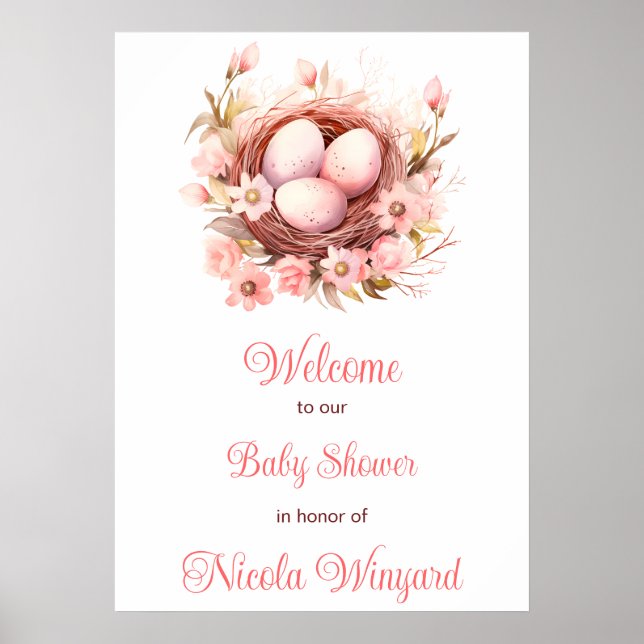 Frühjahr Birds Nest Baby Dusche Poster (Vorne)