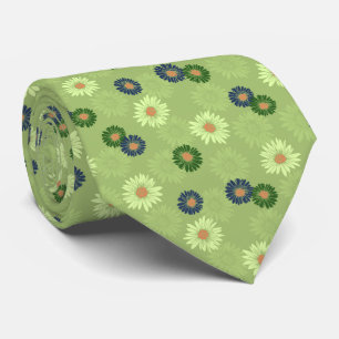 Frühjahr blüht Daisy floral Grün zweiseitige Krawa Krawatte