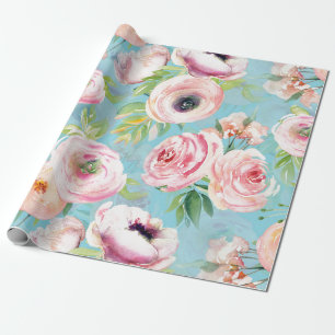Frühjahr Boho Hand gezeichnete Blumen für Kinderzi Geschenkpapier
