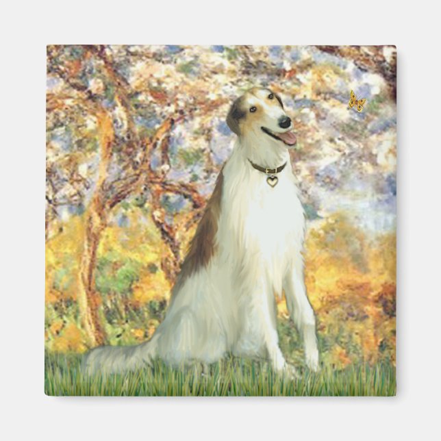 Frühjahr - Borzoi Magnet (Vorne)