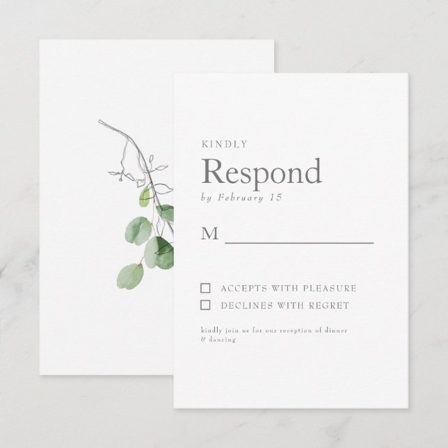 Frühjahr Botanische Weiße Hochzeit RSVP (Vorne/Hinten)