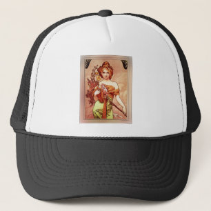 Frühjahr c1900 Top Two Thirds von Alphonse Mucha Truckerkappe