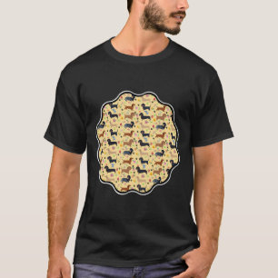 Frühjahr-Dackel Muster mit Blume T-Shirt