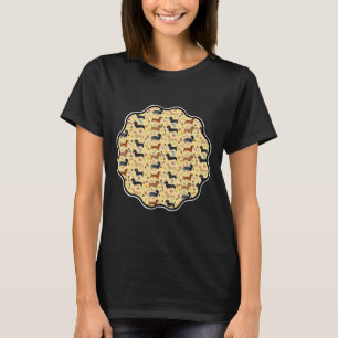Frühjahr-Dackel Muster mit Blume T-Shirt