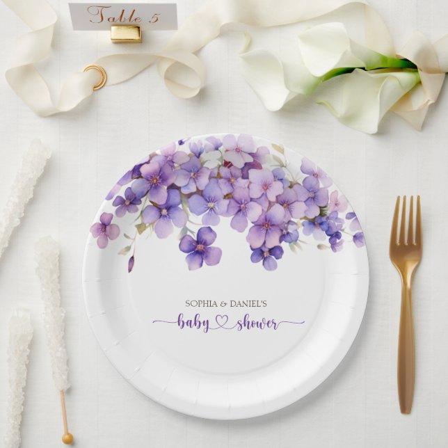 Frühjahr Delicate Violet Blume Babydusche Pappteller (Hochzeit)