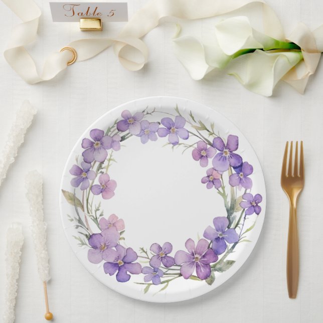Frühjahr Delicate Violet Blume Babydusche Pappteller (Hochzeit)