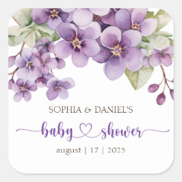 Frühjahr Delicate Violet Blume Babydusche Quadratischer Aufkleber
