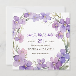 Frühjahr Delicate Violet Blume Babydusche Save The Date