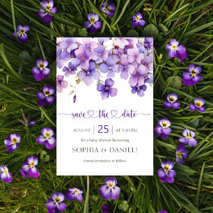 Frühjahr Delicate Violet Blume Babydusche Save The Date