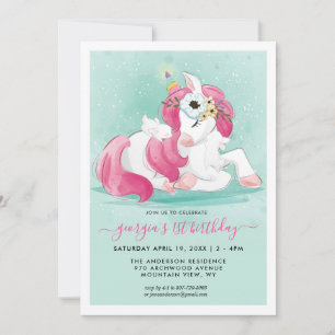 Frühjahr Einhorn Little Bunny Party Einladung