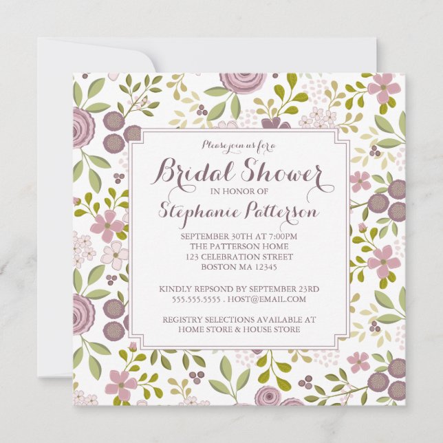 Frühjahr Floral Bridal Dusche Einladung (Vorderseite)