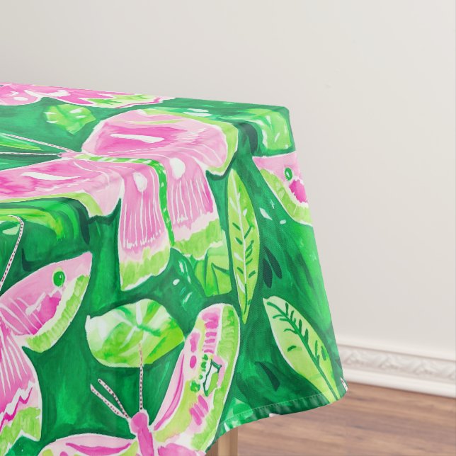 Frühjahr Frühjahr: Preppy Pink & Green Motion Tischdecke (Beispiel)