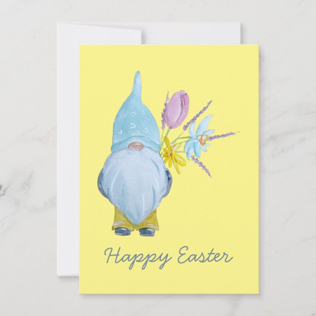 Frühjahr Gnome Happy Oaster Karte (Vorderseite)