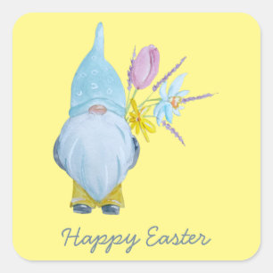 Frühjahr Gnome Happy Oaster Quadratischer Aufkleber