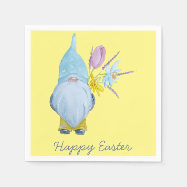Frühjahr Gnome Happy Oaster Serviette (Vorderseite)
