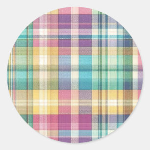 Frühjahr/Osterpaste kariert/Tartan Runder Aufkleber