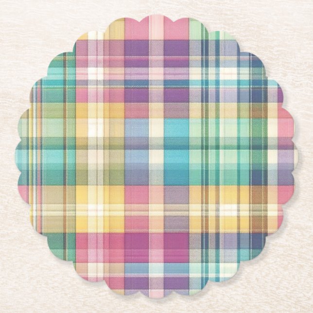 Frühjahr/Osterpaste kariert/Tartan Untersetzer (Vorderseite)