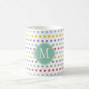 Frühjahr-Regenbogen-Polka-Dot-Monogramm-Tasse Kaffeetasse