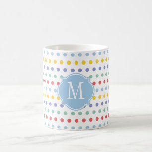 Frühjahr-Regenbogen-Polka-Dot-Monogramm-Tasse Kaffeetasse