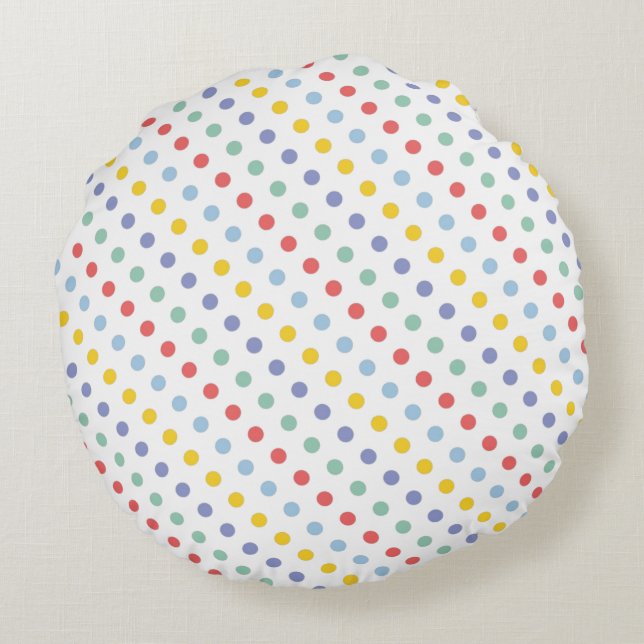 Frühjahr Regenbogen Polka Dot Muster Rundpilz Rundes Kissen (Rückseite)