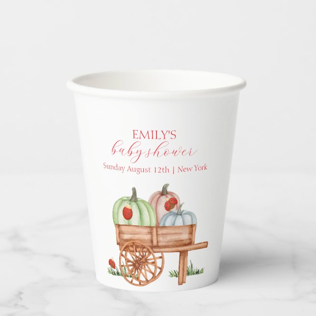 Frühjahr Rustikale moderne Pumpkin Labybug Baby Du Pappbecher (Vorderseite)