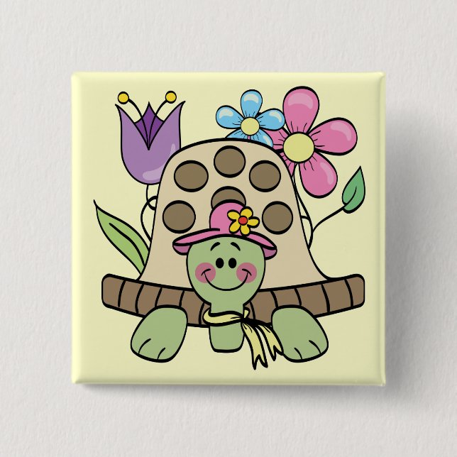 Frühjahr-Schildkröte-T-Shirts und Geschenke Button (Vorderseite)