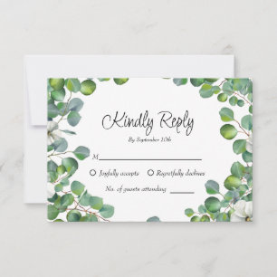 Frühjahr Sommer Herbst Eukalyptus Grüne Hochzeit RSVP Karte