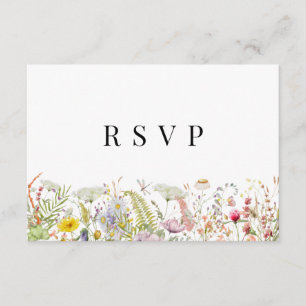 Frühjahr Sommer-Wildblume Beige Boho RSVP-Karte Begleitkarte