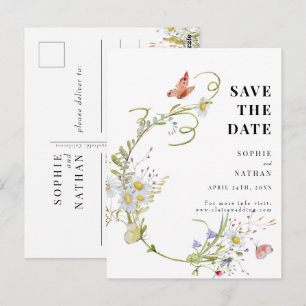 Frühjahr Sommer Wildblume Beige Boho Save the Date Postkarte
