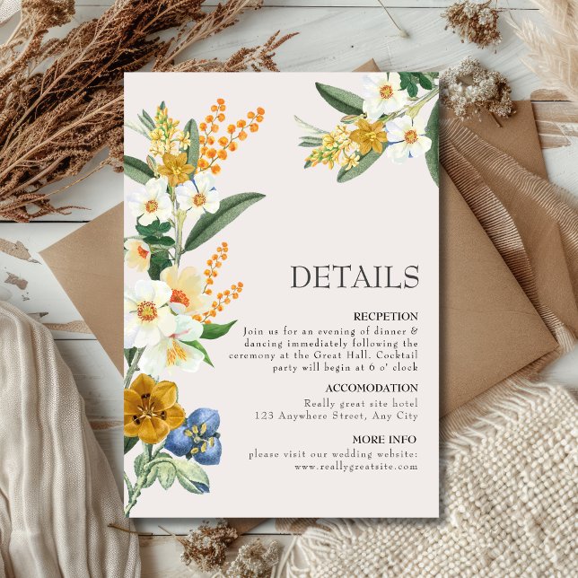 Frühjahr Sommer Wildblume Boho Garden Hochzeit Begleitkarte (Von Creator hochgeladen)