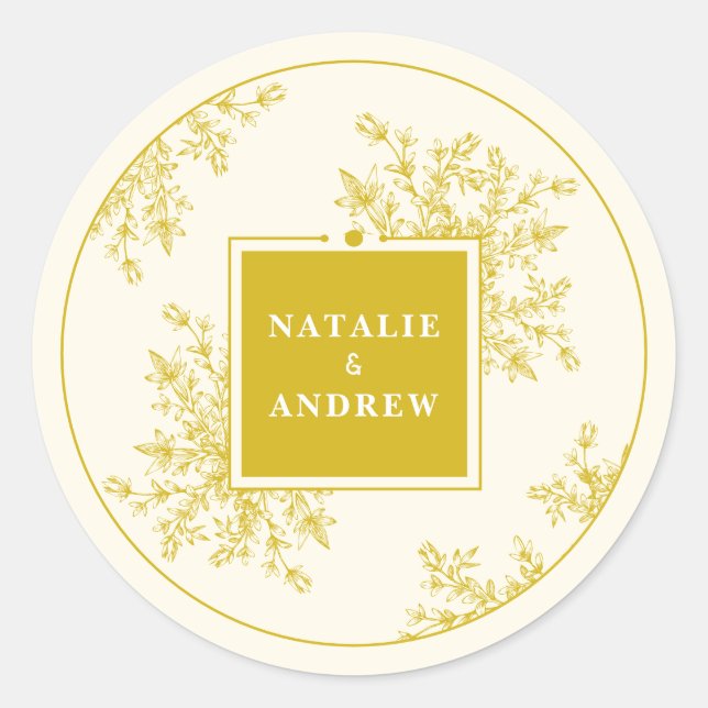 Frühjahr Sommerliche Wildblumen Wiese Hochzeitspaa Runder Aufkleber (Vorderseite)