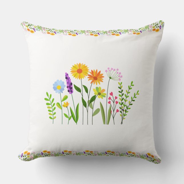 Frühjahr Sommerwilde Blume Kissen (Vorderseite)