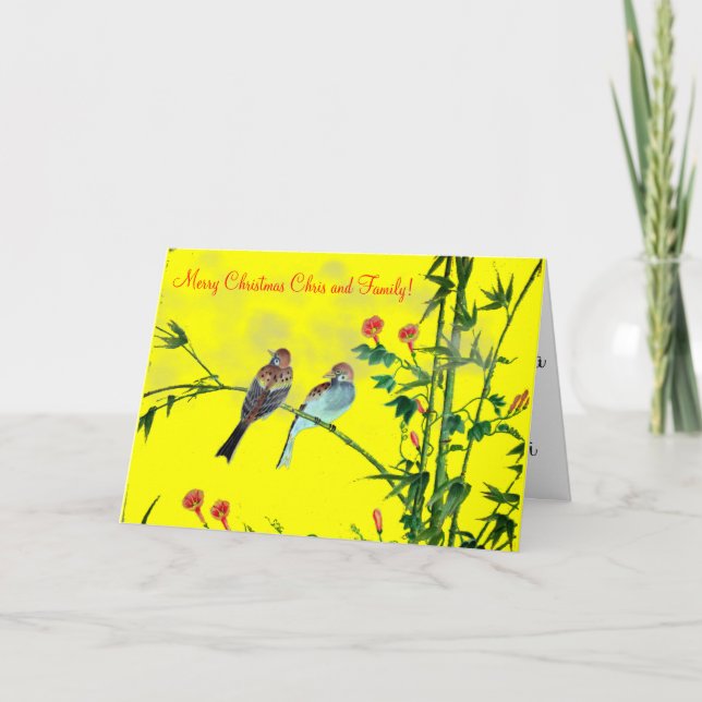 Frühjahr-Spatzen Feiertagskarte (Vorderseite)