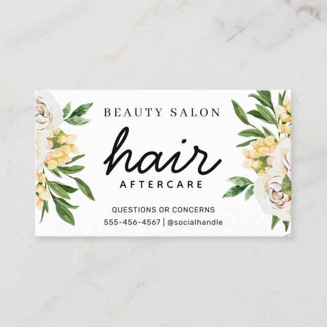 Frühjahr Vintage Blumenhaar Aftercare-Anleitung Visitenkarte (Vorderseite)