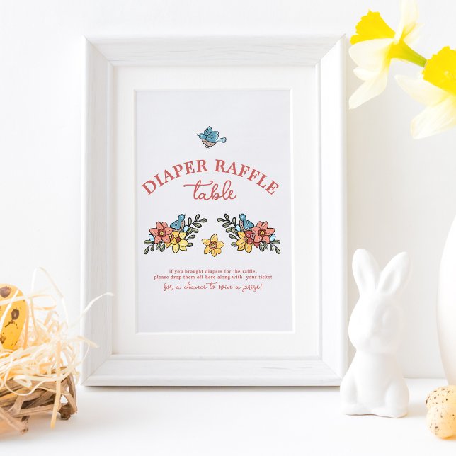 Frühjahr Vögel Babydusche Windeln Raffeltisch Schi Poster (Von Creator hochgeladen)