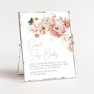 Frühjahr Wildblume Babydusche Say Baby nicht Poster