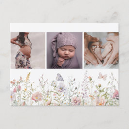 Frühjahr-Wildblume Field Baby Ankündigung Postkarte
